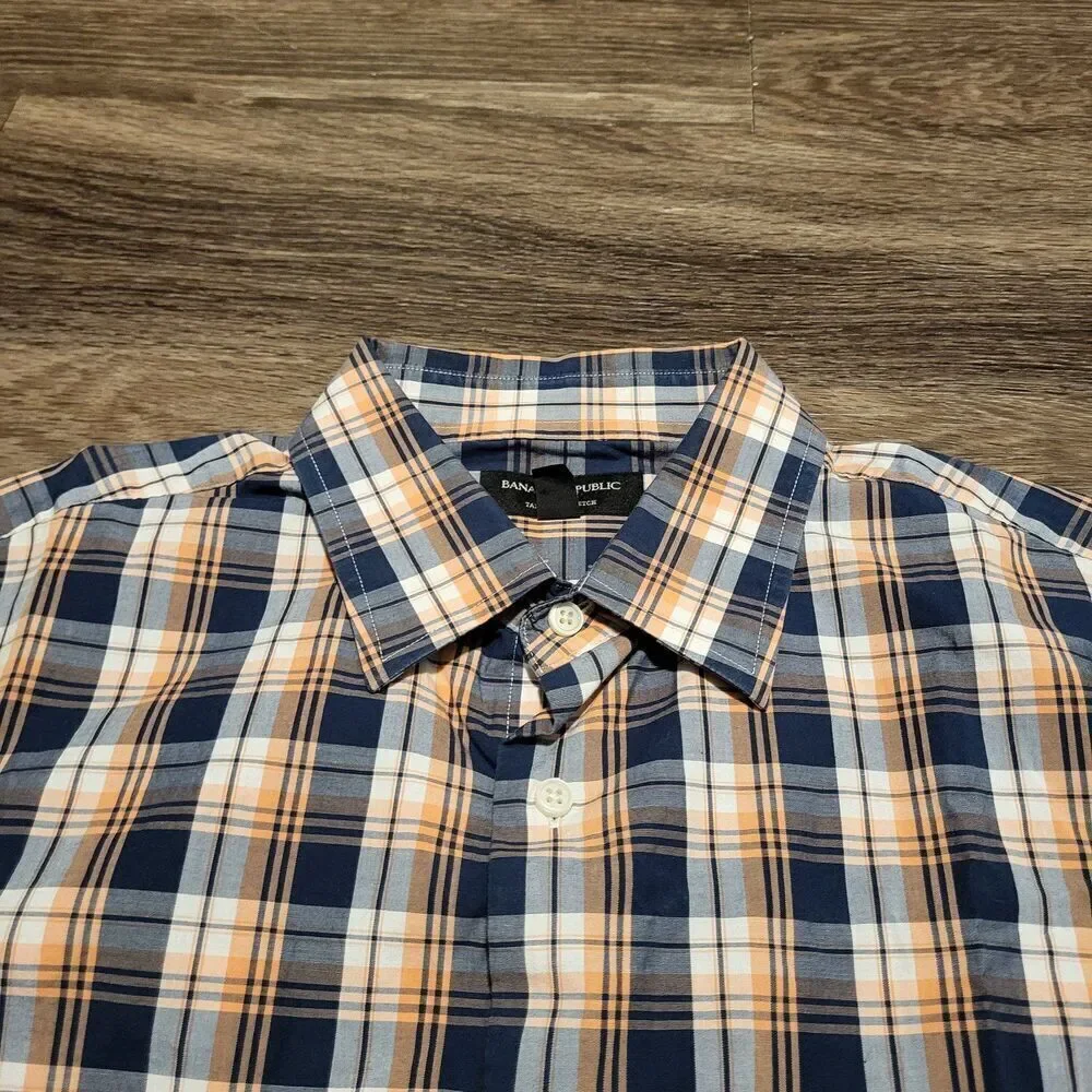 Banana Republic Mens Tailored Stretch Fit Long Sleeve Button Up Shirt Size Large